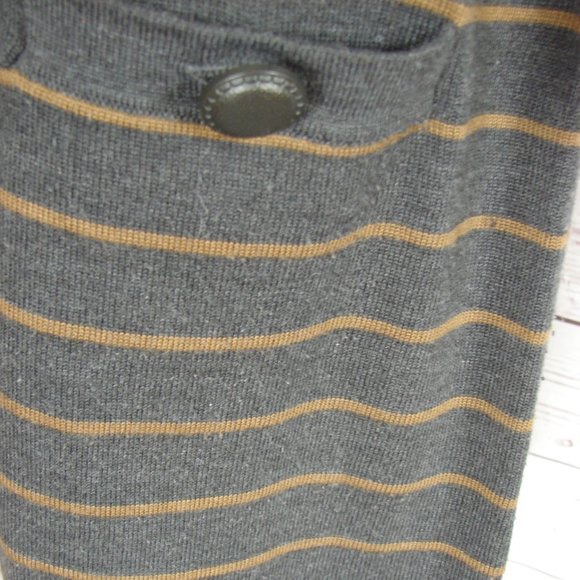 Gray Caramel Stripe Pleated Sleeve Sweater Dress L - Picture 15 of 16